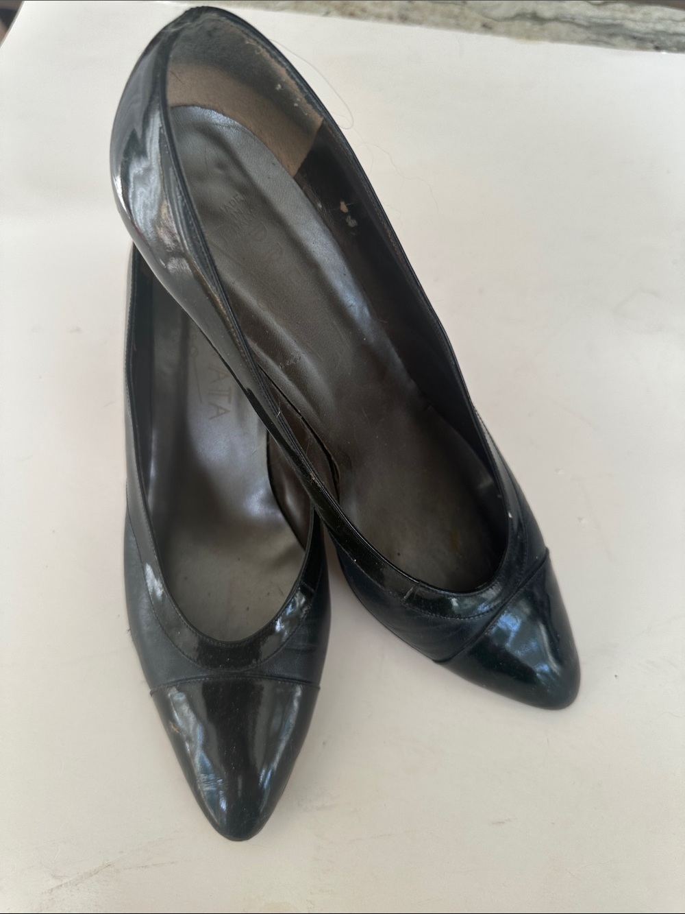 Prevata Black Patent Pointed-Toe Heels